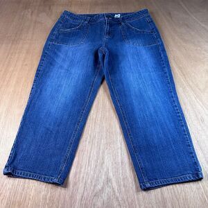 Liz & Co Womens Size 14 Stretch Jeans Cropped Blue Denim 17x23